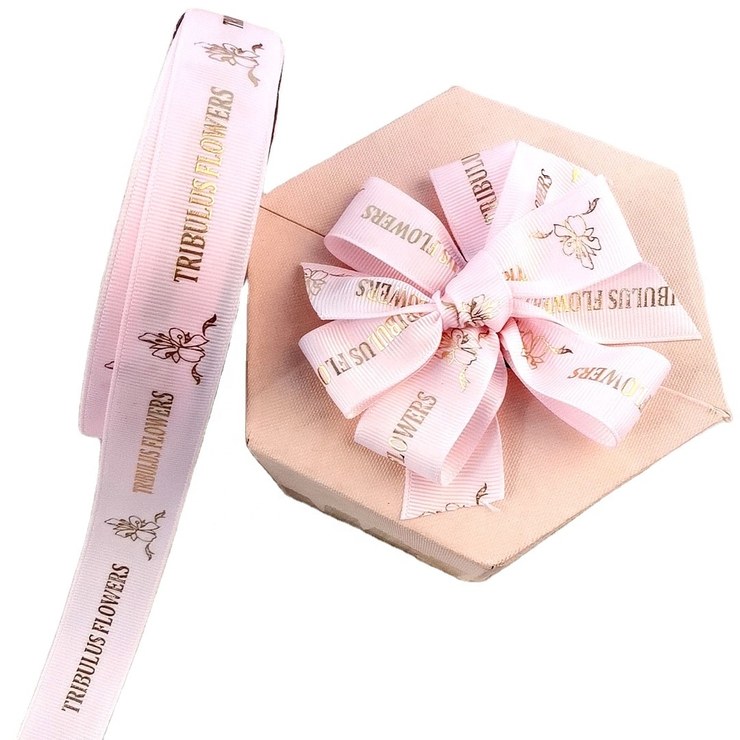 Factory wholesale  Personalized printing Custom 1inch Logo Printed Gift high quality custom logo satin ribbon roll