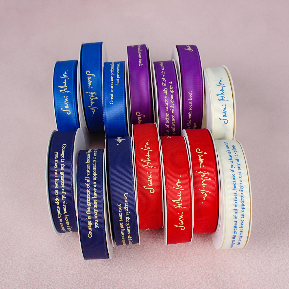 custom personalized logo wired ribbon Factory wholesale Print grosgrain wired ribbon flower decoration ribbon