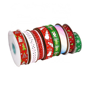 Factory  wholesale printed Christmas grosgrain  ribbon roll Custom Personalized Grosgrain ribbon