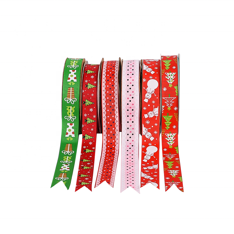 Factory  wholesale printed Christmas grosgrain  ribbon roll Custom Personalized Grosgrain ribbon