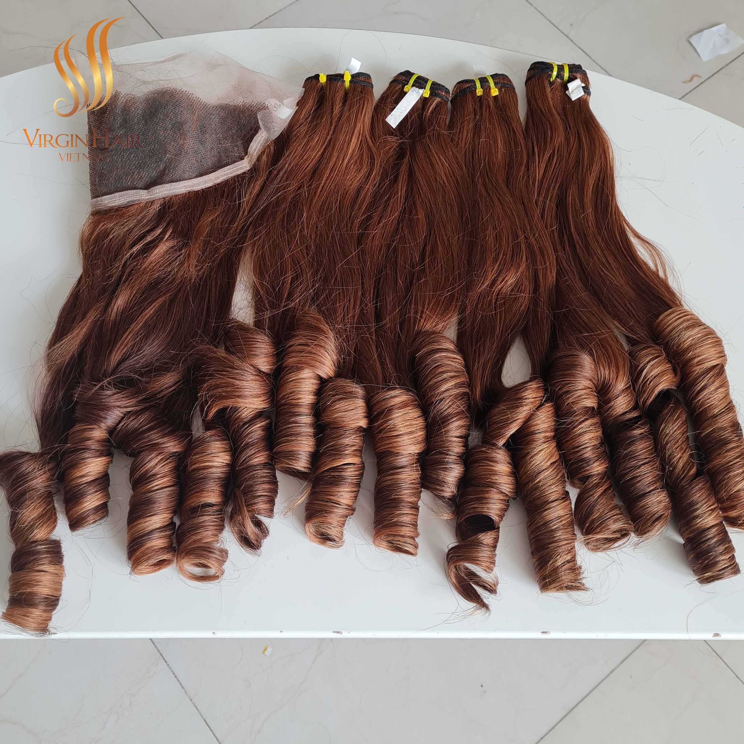 Raw Cuticle Aligned Cambodian Hair Bouncy Spring Curl Hair Piano Bundles With Lace Closure