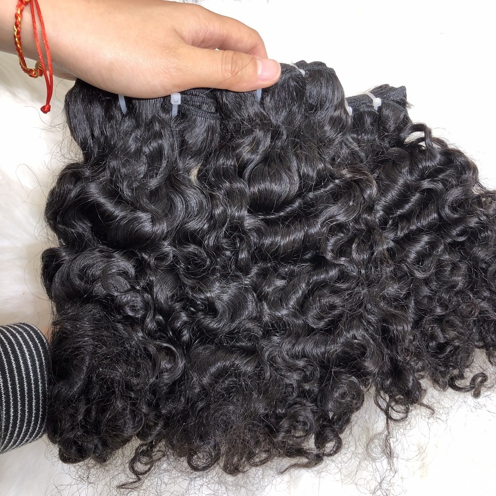 Vietnam Raw Human Hair Eurasian Curly Weft Hair Bundles