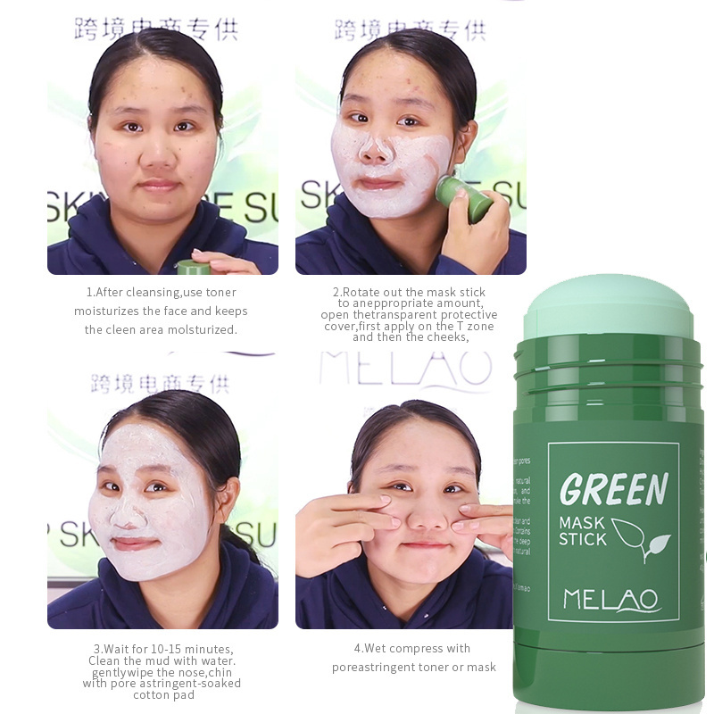 MELAO Hot Sale Deep Clean Pores Clay Mask Stick Skin Green Tea Face Care Women Facial  Masks Stick For All skin Types