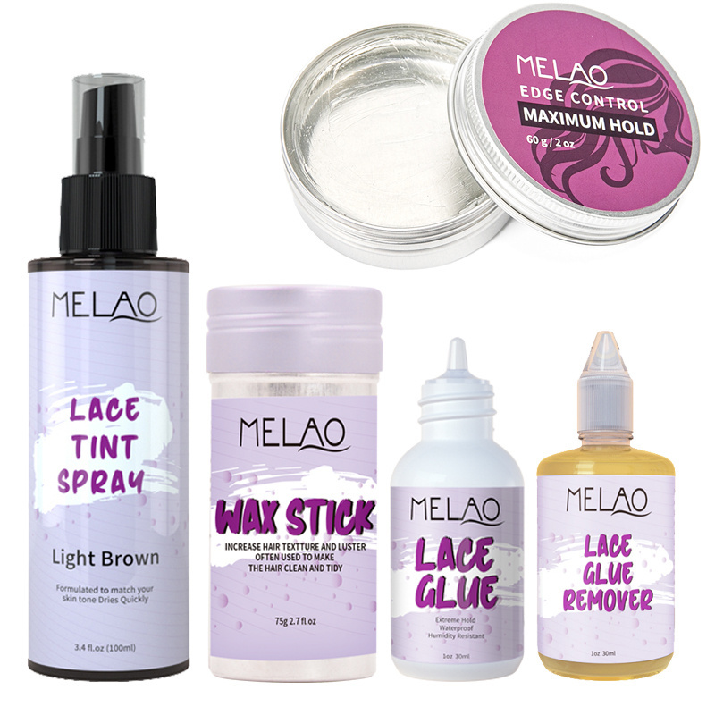 MELAO Custom Extreme hold Waterproof Clear Lace Hair Wig Glue And Remover Adhesive Water Resistant  Melting Spray lace glue Set