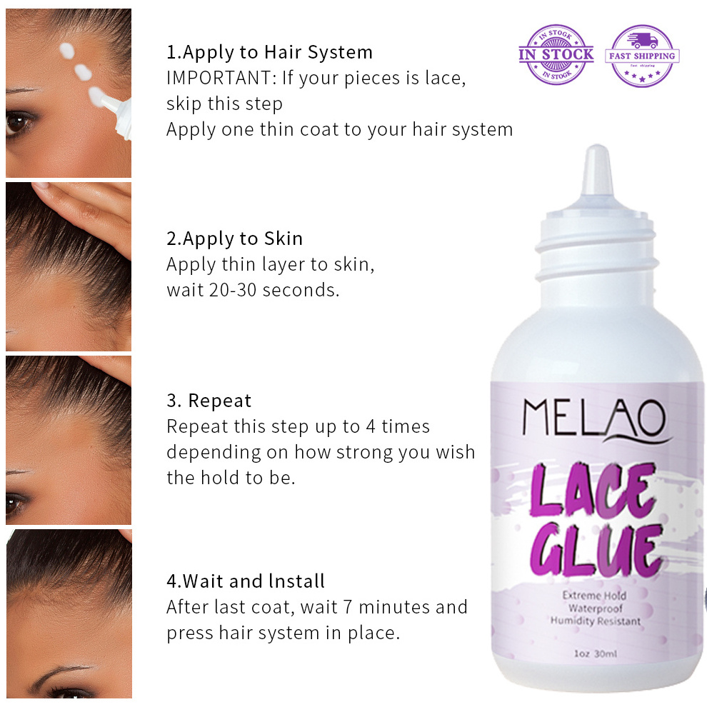 MELAO Custom Extreme hold Waterproof Clear Lace Hair Wig Glue And Remover Adhesive Water Resistant  Melting Spray lace glue Set