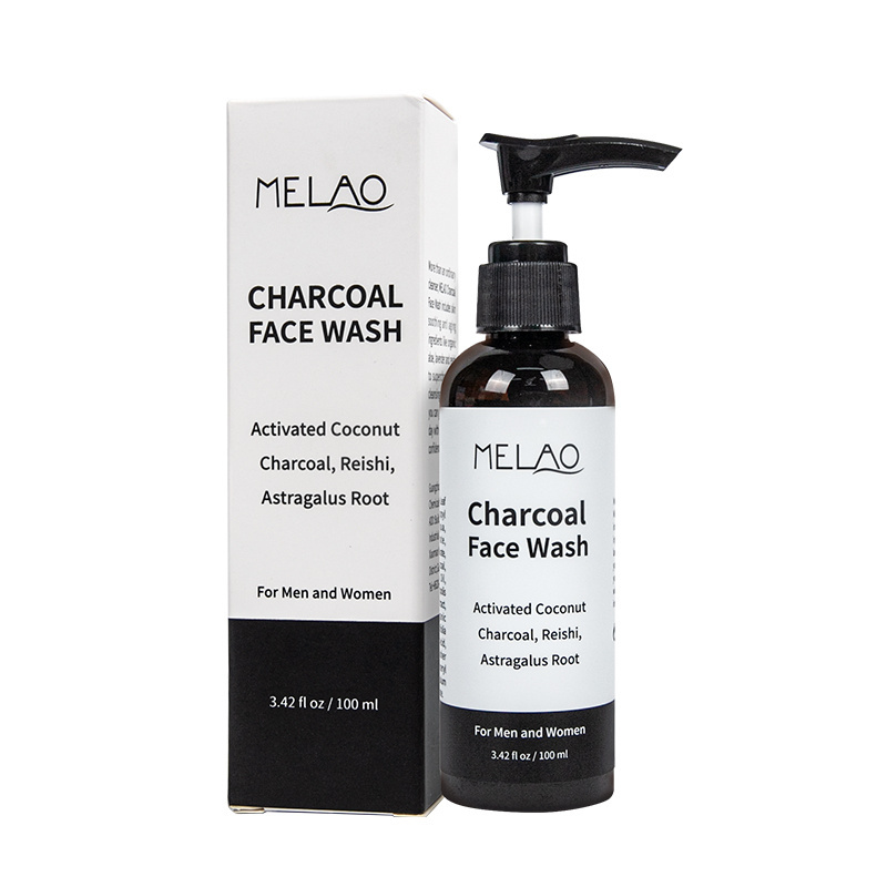 MELAO Private Label Organic Men Skin Care Charcoal Facial Cleanser Exfoliating Natural Soft Ingredients Acne Face wash For Men