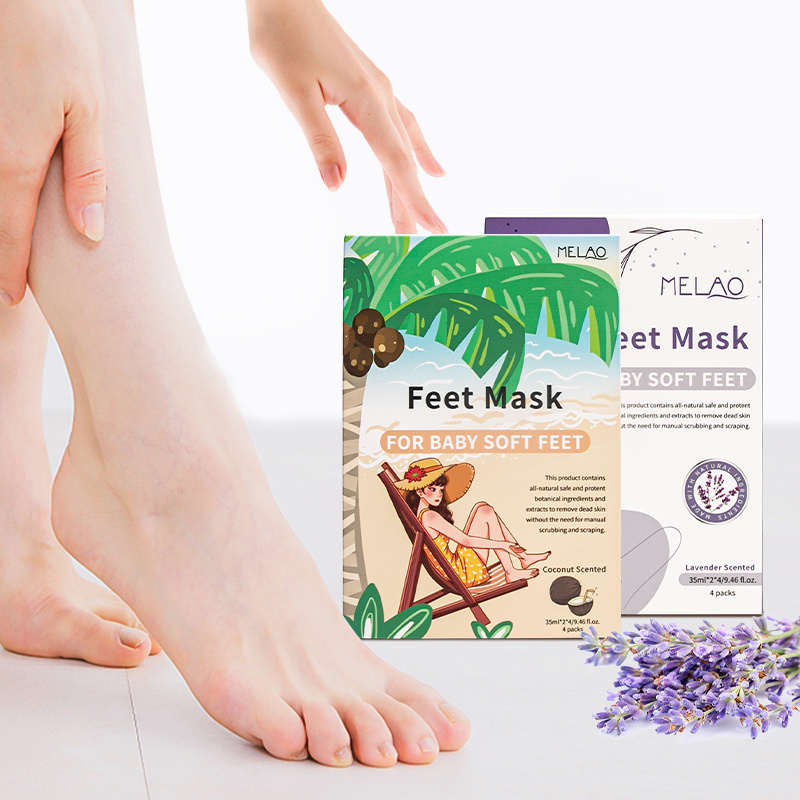 MELAO 4 Pair OEM Wholesale Feet Skin Care Peel Off Mask Moisturizing Exfoliating Footmask Natural Organic Foot Peeling Masks