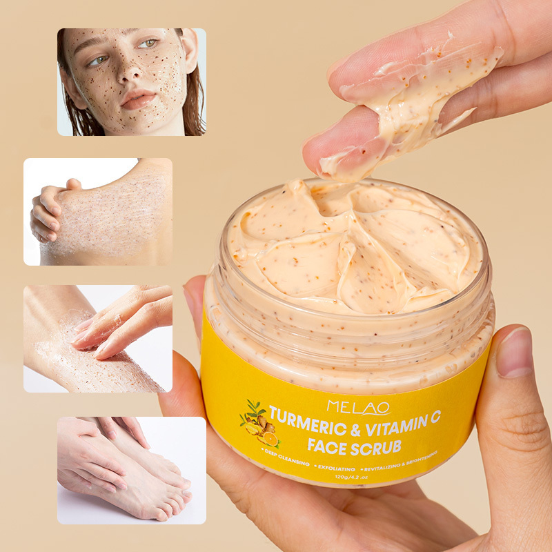 Herbal Turmeric Skin Brightening Scrub Cream Deep Cleansing Dead Skin Remove Face Exfoliating Scrub OEM ODM