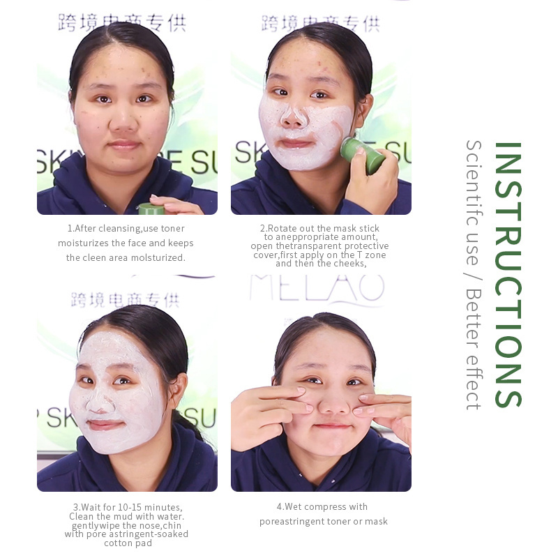 MELAO Private Label Green Mask Brighten And Balance Skin Matcha Clay Mud Mask Wholesale Green Tea Mask Stick