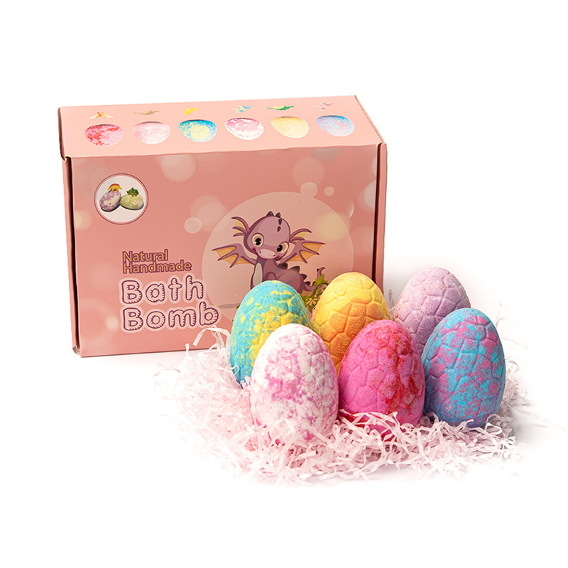 Customize Logo Gift Set Dinosaur Egg Organic Natural With Surprise Toys Inside Kids Children Bath Bombs