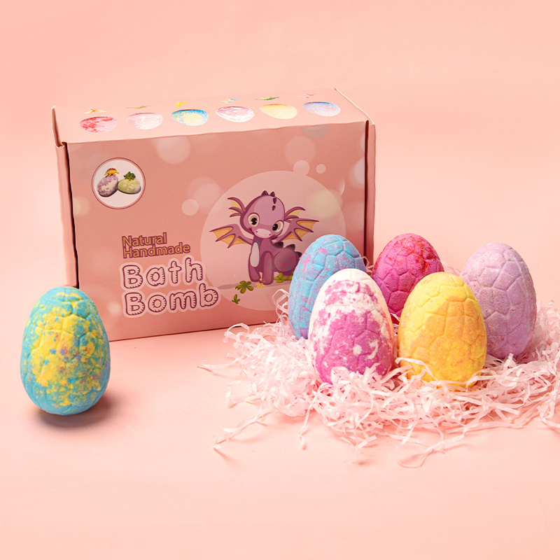 Customize Logo Gift Set Dinosaur Egg Organic Natural With Surprise Toys Inside Kids Children Bath Bombs