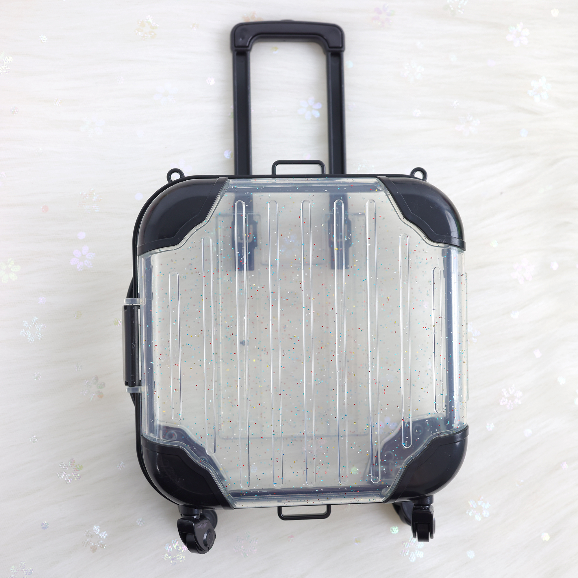 Luxury mini suitcase luggage eyelash packaging box plastic mini suitcase for lip gloss eyelash