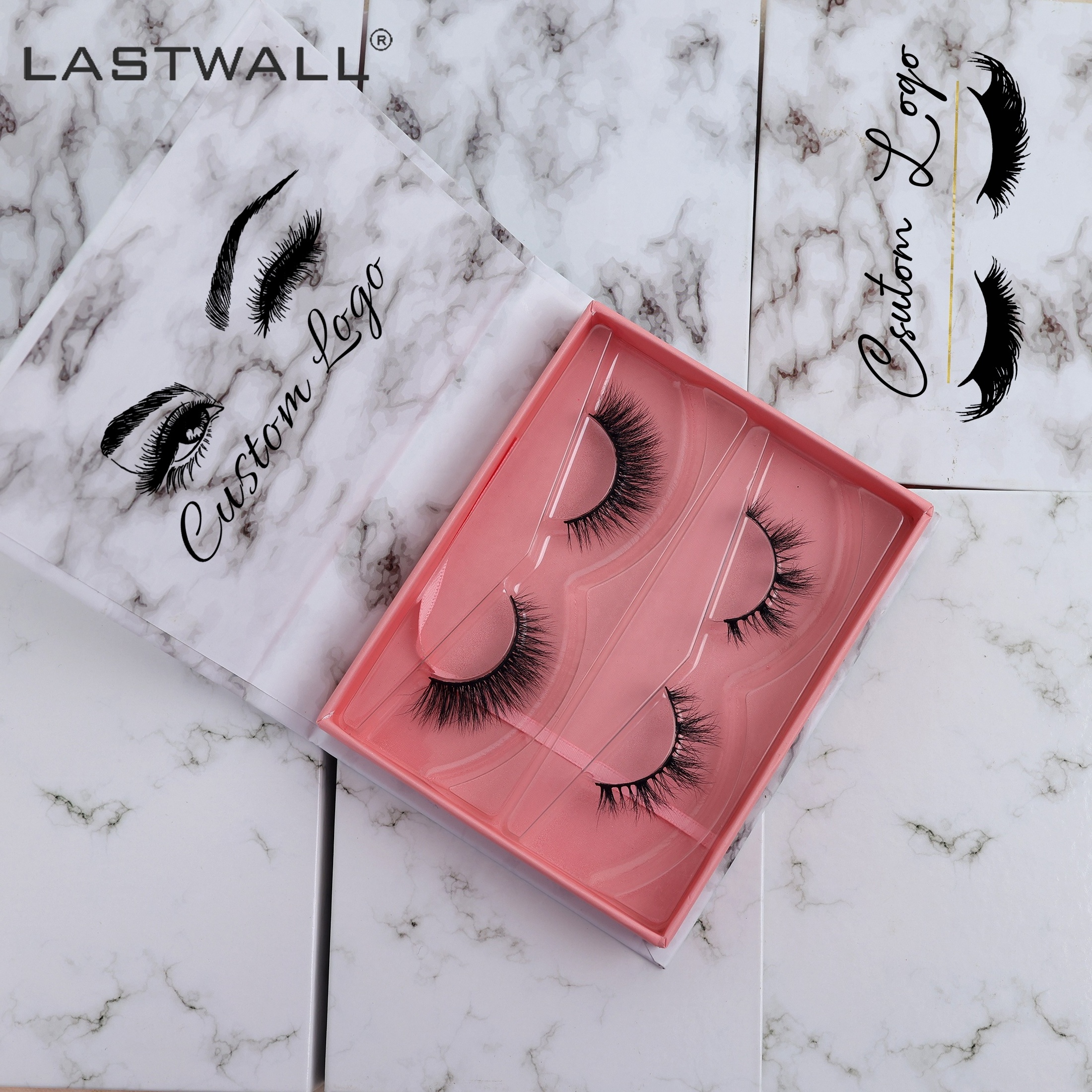 Wholesale Wispy faux mink eyelashes 3d Natural Cat Eye Short 12mm Strip Lashes With Packaging box