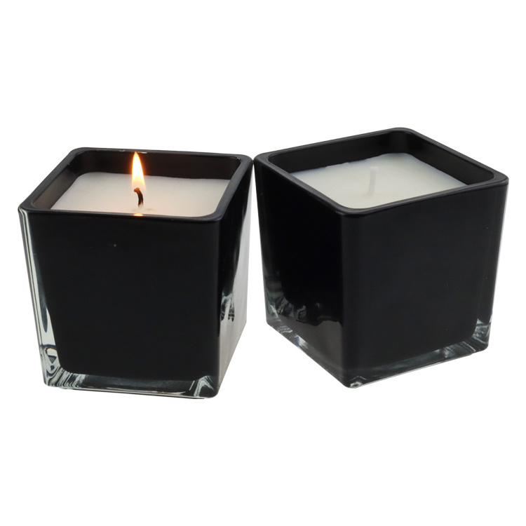 Wholesale Manufacturer Branded Black Glass Natural Wax 7.4 oz Scented Candles