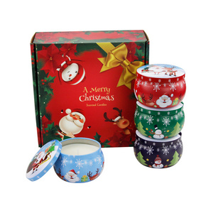 Christmas 4 Oz 4 Pack Metal Branded Customised Fall  Soy Wax  Scented Candles Gift Set