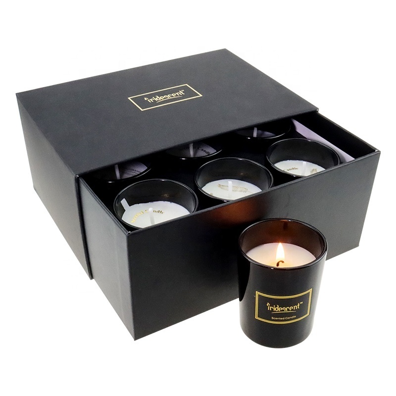 Glossy Black Glass Candle Wedding Favour Luxury Candles High End Package Scented Candle