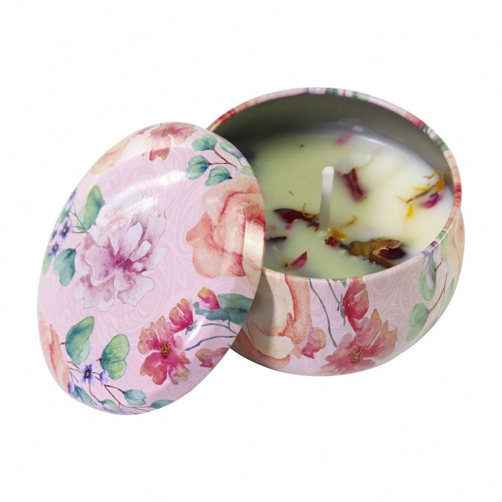 Wholesale Small Flower Scented Candle Tin Packing Gift Home Decor Candle