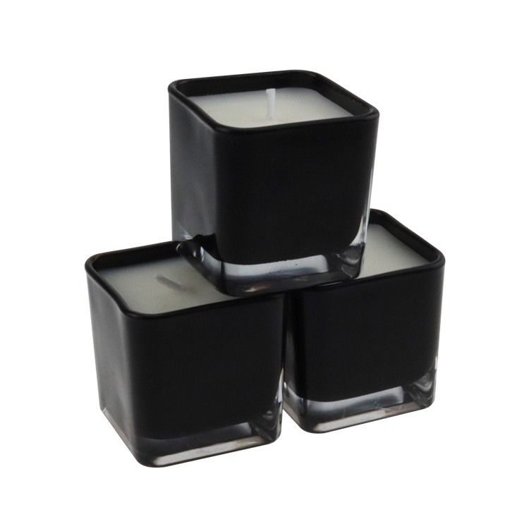 Wholesale Manufacturer Branded Black Glass Natural Wax 7.4 oz Scented Candles