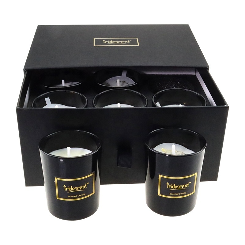 Glossy Black Glass Candle Wedding Favour Luxury Candles High End Package Scented Candle