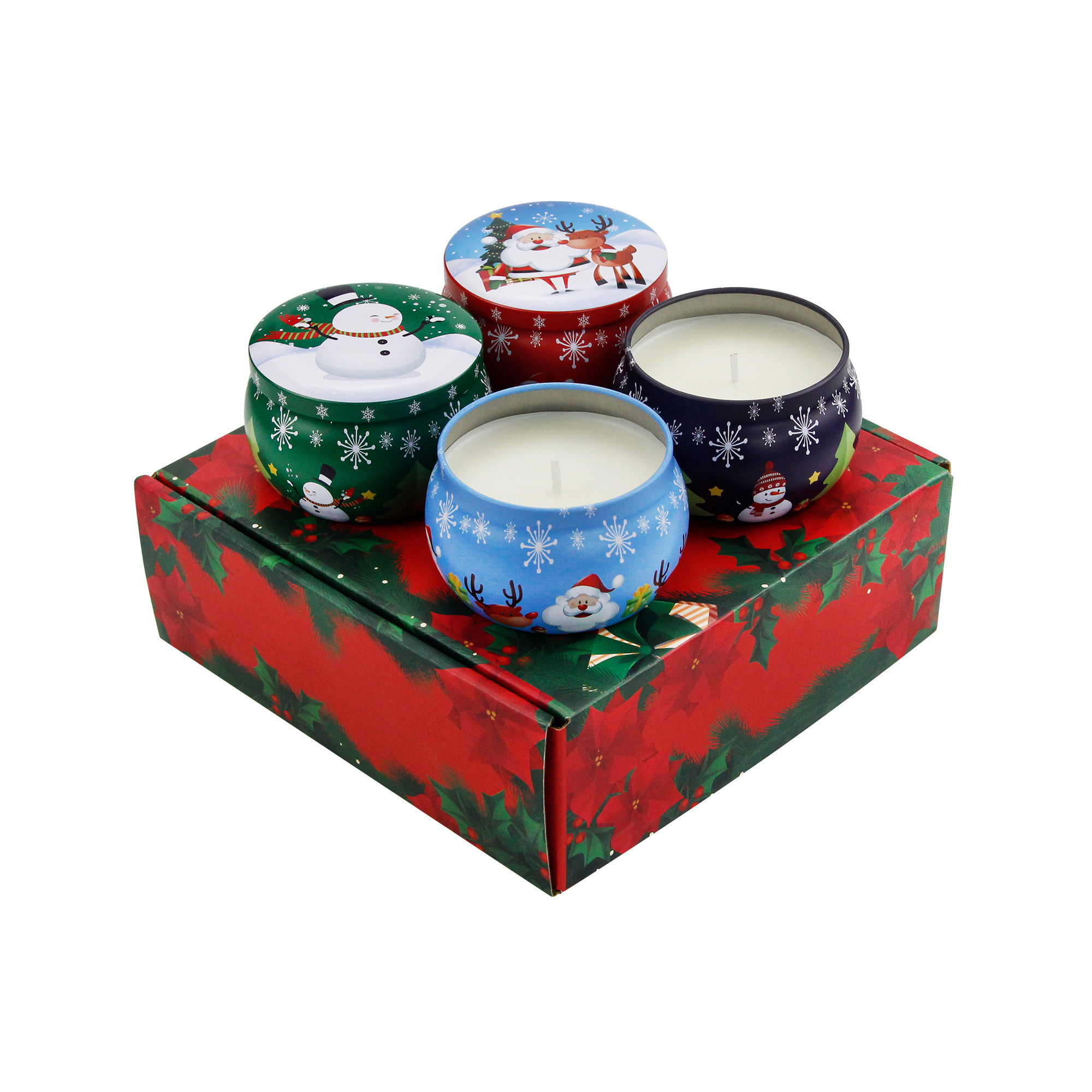 Christmas 4 Oz 4 Pack Metal Branded Customised Fall  Soy Wax  Scented Candles Gift Set