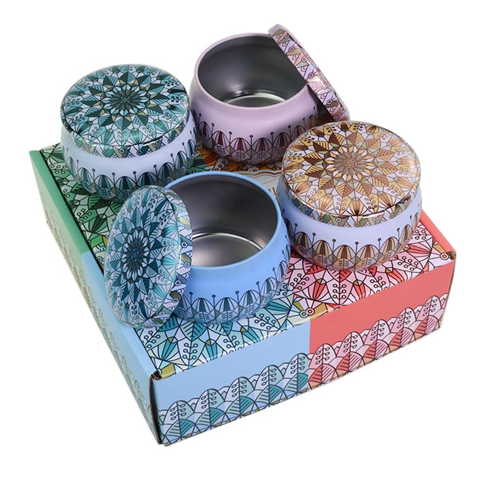 In Stock Wholesale 4.4oz  Can Metal cosmetics Small Round Candle Candy gift Tea Tin Box