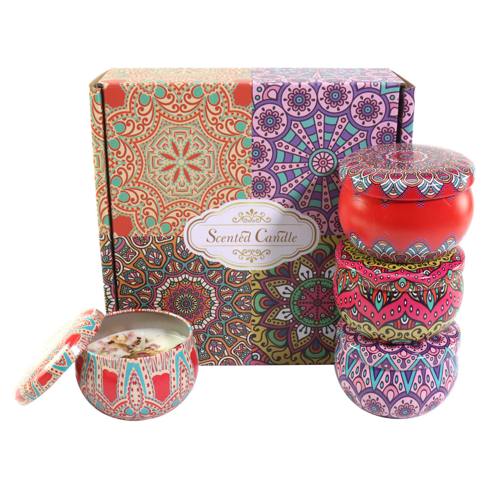 Massage Oil Soy Scented Colored Votive Tin Candle Candle Gift Set