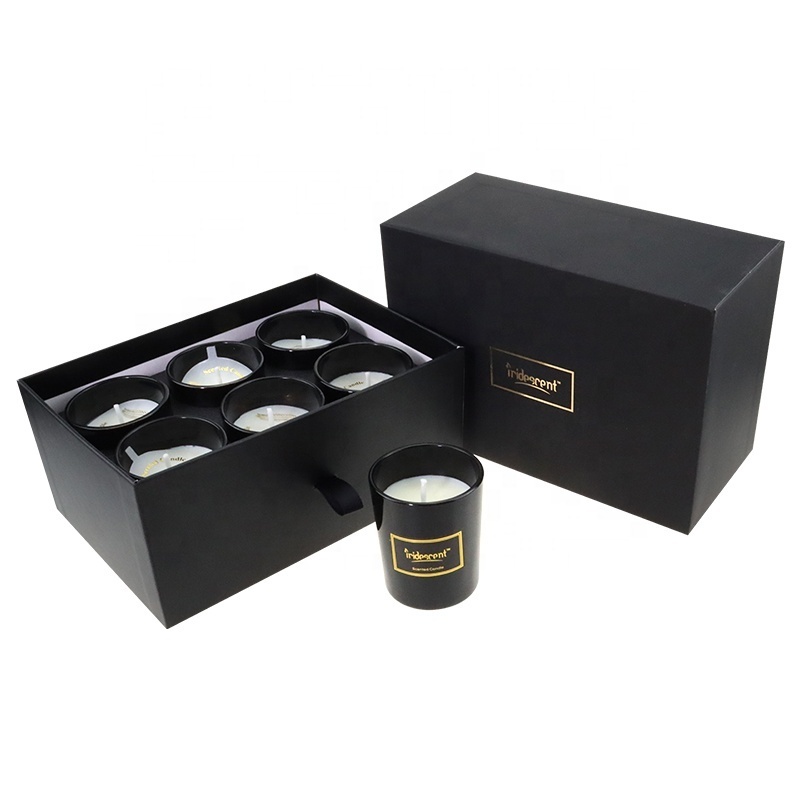 Glossy Black Glass Candle Wedding Favour Luxury Candles High End Package Scented Candle