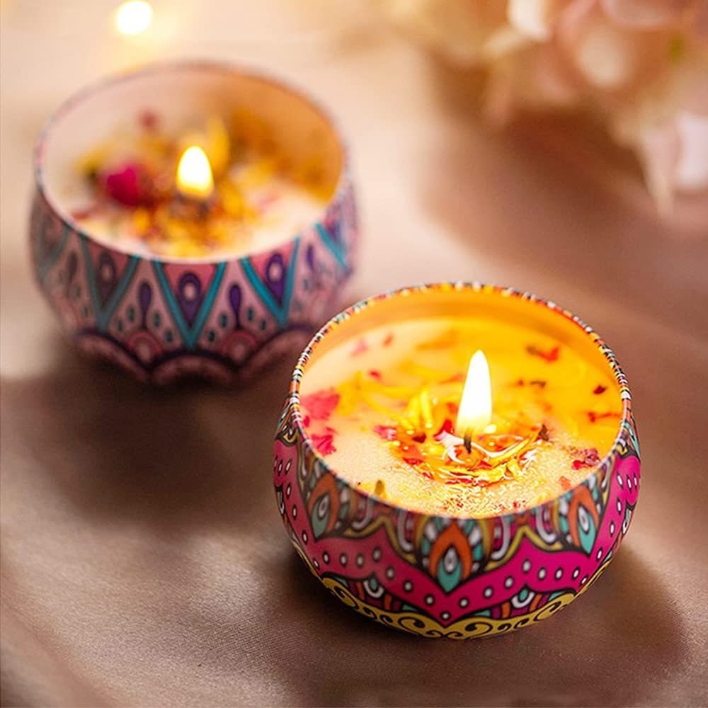 Massage Oil Soy Scented Colored Votive Tin Candle Candle Gift Set