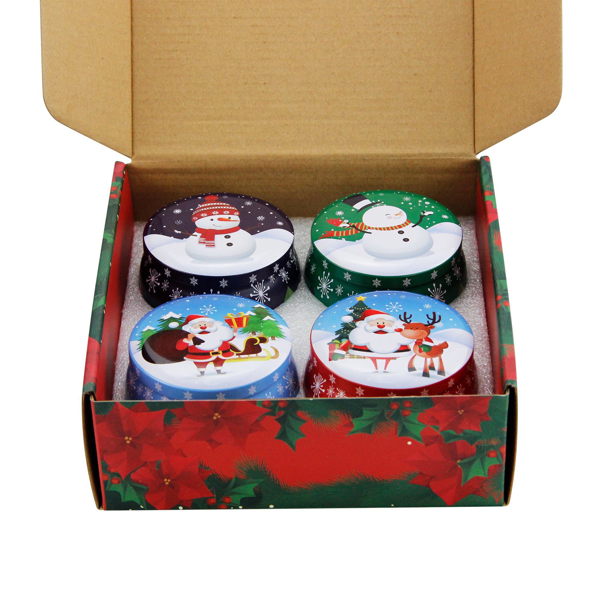 Christmas 4 Oz 4 Pack Metal Branded Customised Fall  Soy Wax  Scented Candles Gift Set