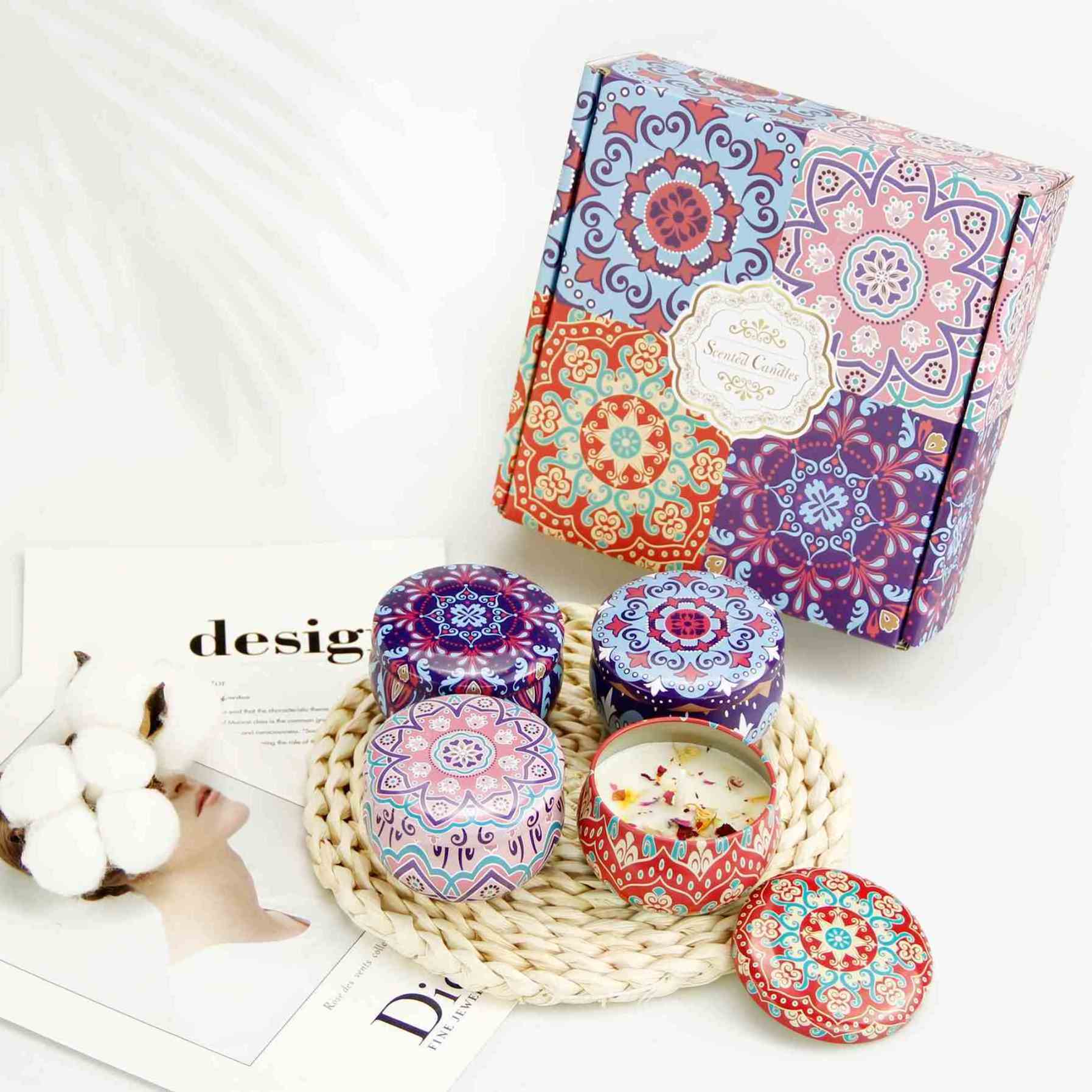 Wholesale Small Flower Scented Candle Tin Packing Gift Home Decor Candle