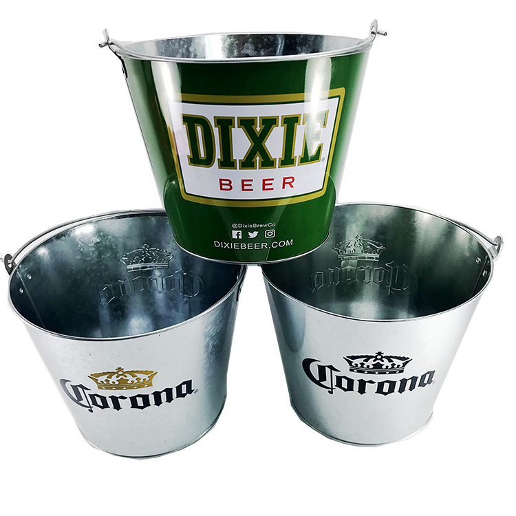 Round 5L /8L Target Challenge Bar Tool Beer Wine Champagne Galvanized Iron Metal Ice Bucket Coolers Tin Pail With Bottle Opener