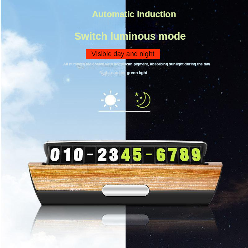 Ultra-thin Car Temporary Parking Card Phone Number Drawer Hideable Luminous One-click Hid Telephone Number Plate