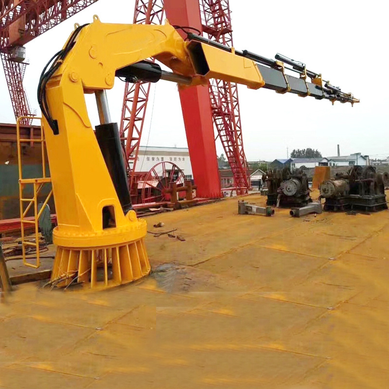 Marine telescopic hydraulic crane carry floating barge deck crane