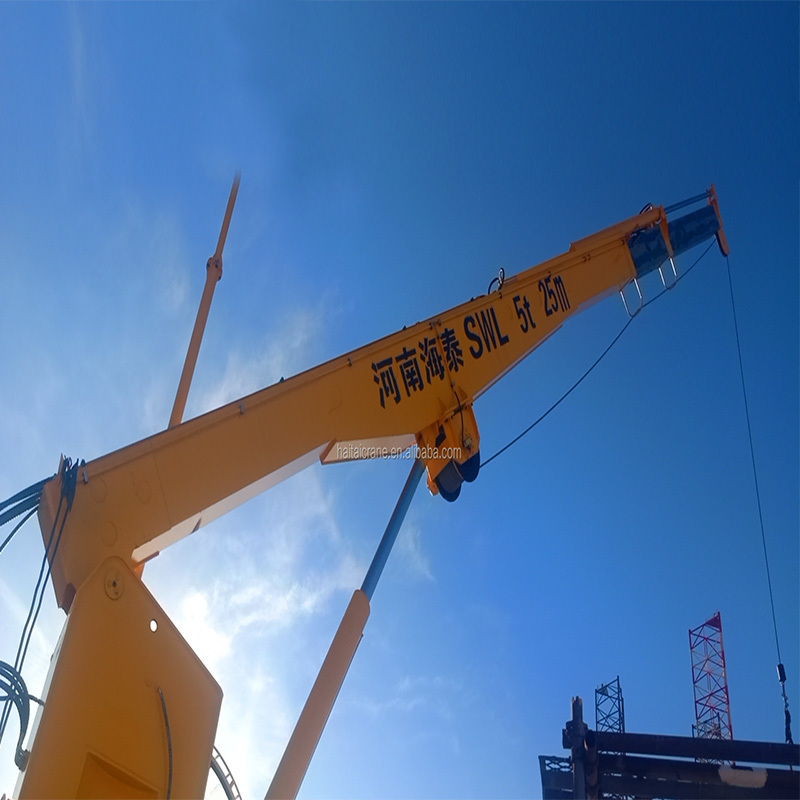 Marine telescopic hydraulic crane carry floating barge deck crane