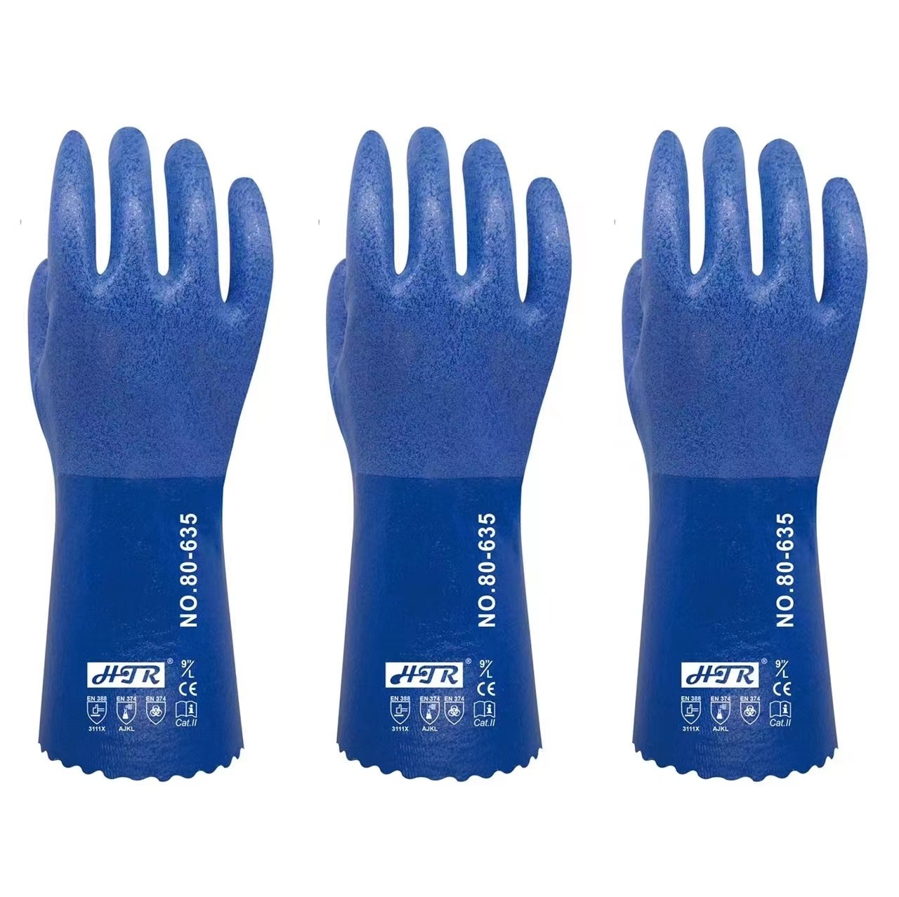 High Quality Cotton Material Chemical Resistant Glove Double Dip PVC Long Arm Hand Anti-Slip Rubber Gloves For Individual