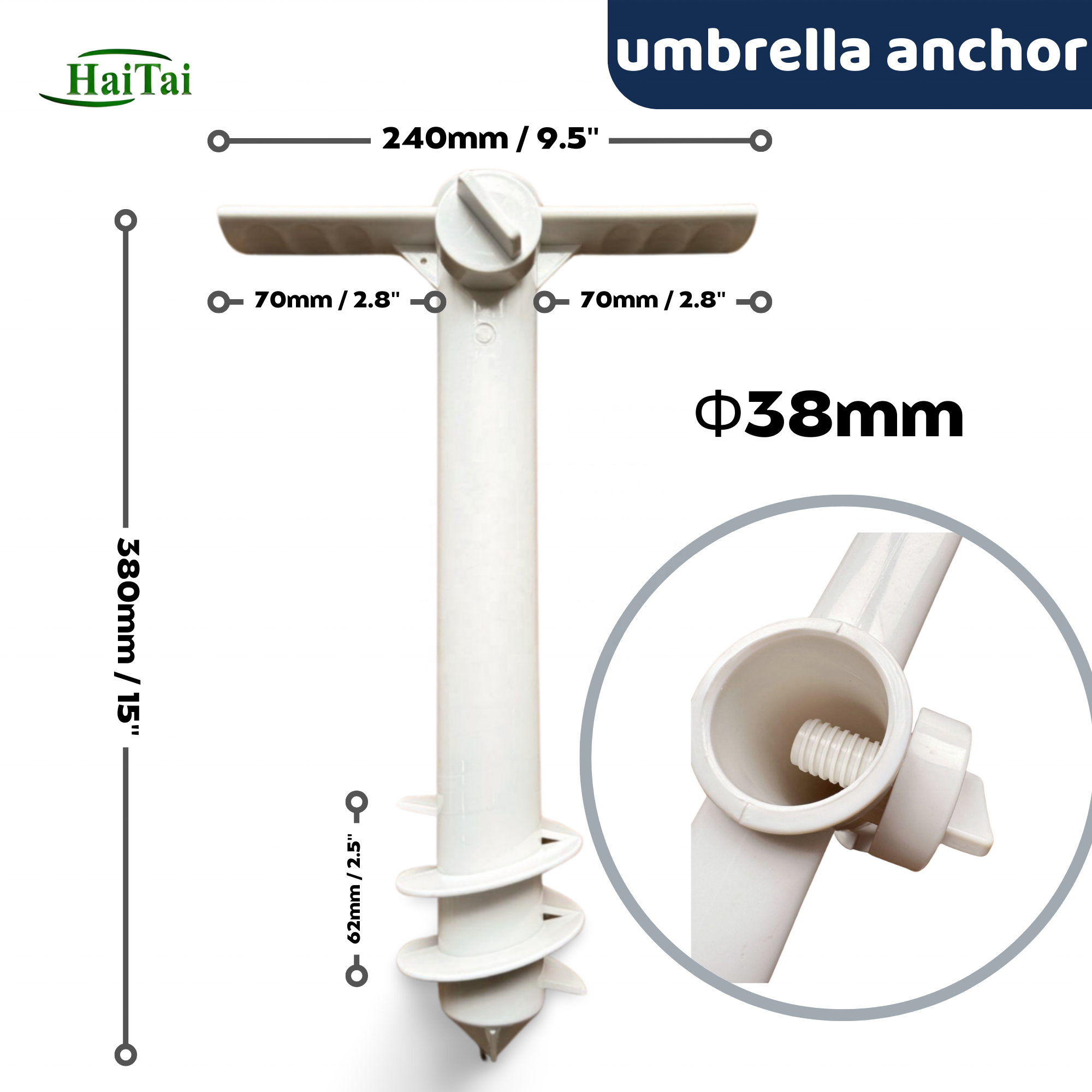 Beach Umbrella Parasol Plastic Screw Sand Anchor Base