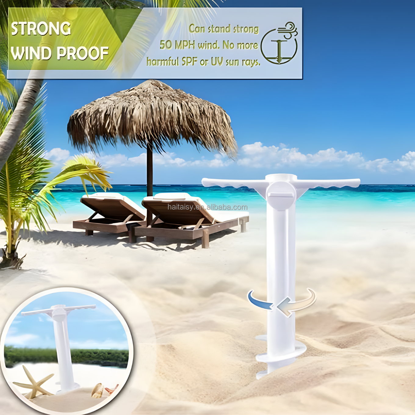 Hot selling ground screw pole anchor beach umbrella anchor sand stand