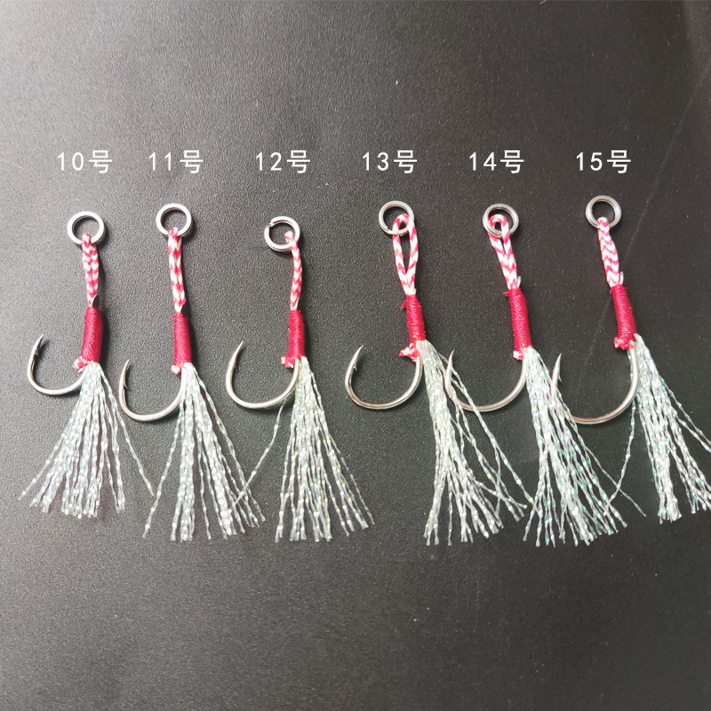 10-15# overweight leader metal fishhook slow jigging assist single double hooks with feather lure game fishing hooks saltwater