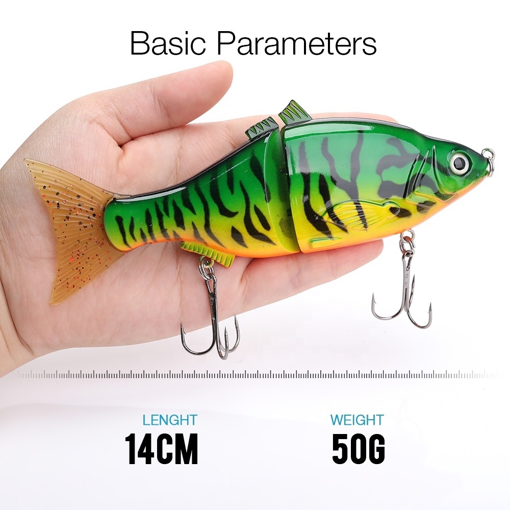 China Made Multi Sectional Trout Swim bait Fishing Lures, 2 Segments Vibration Bait Electric Fish Lure