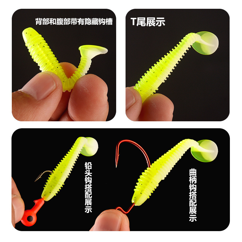 10pcs/lot wholesale screw body shad soft lure fishing worm bait 60mm 1.4g paddle tail grubs worms bass lure