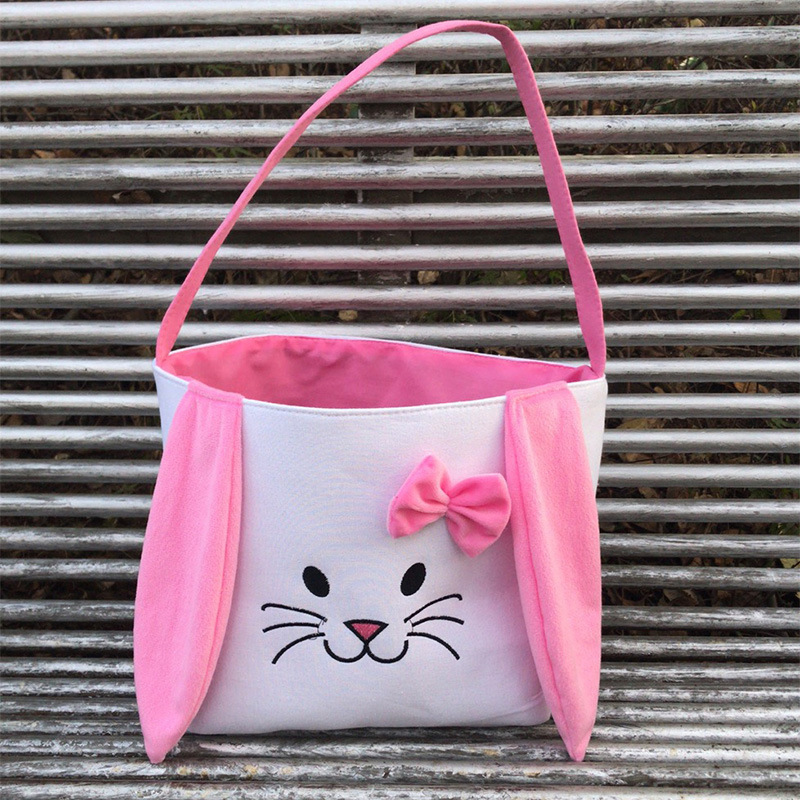 2024 new products Easter Gift Bag Kids Bunny Print Bucket Easter Hand Basket