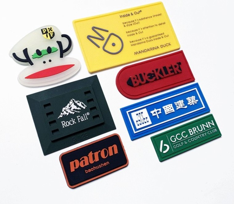 Garment Clothing custom logo embossed 3d soft silicon PVC rubber labels for clothing