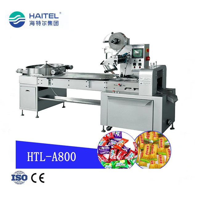 HTL-A800 full automatic operation small candy pillow packing wrapping machine CE ISO approved