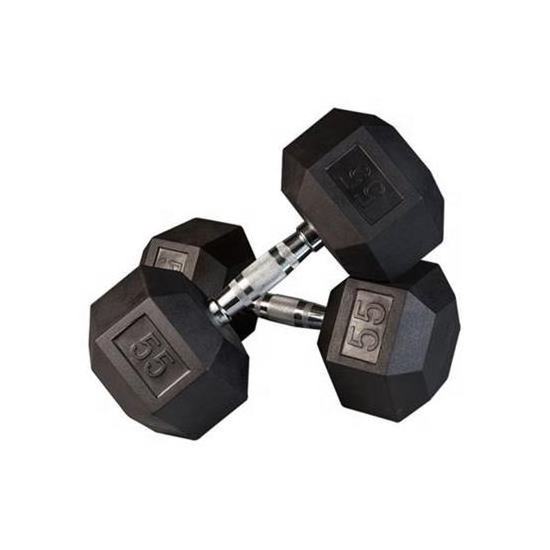 Wholesale Black Hex Rubber Dumbbells Coated Gym Dumbbell Pounds Fitness Weight Custom Logo Rubber Hexagon Dumbbells