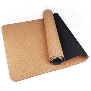 Custom Logo Eco Friendly Yoga Natural Fitness Double Layer Cork Rubber Yoga Mat 5mm Mat Non Slip Cork Yoga