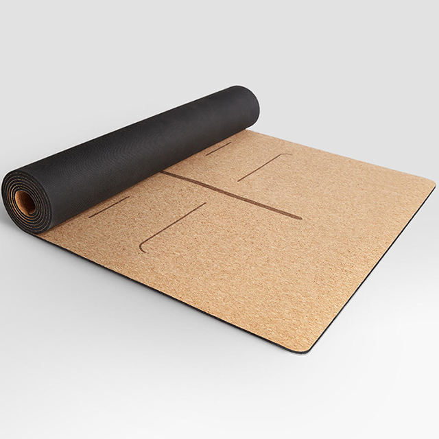 Custom Logo Eco Friendly Yoga Natural Fitness Double Layer Cork Rubber Yoga Mat 5mm Mat Non Slip Cork Yoga