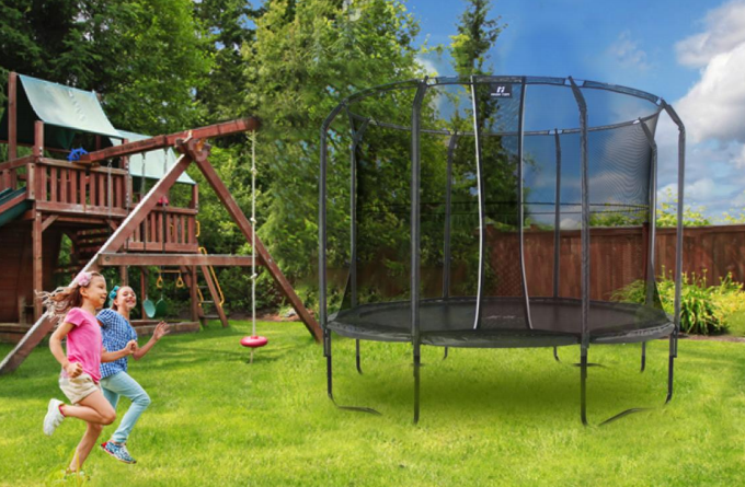 High Quality Garden Trampoline with Safety Enclosure Net,  Bounce Jump Outdoor Fitness PVC Spring Cover Padding