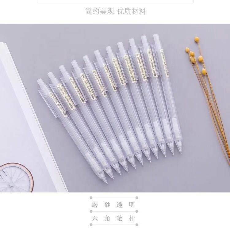 2019 Hot South Korean Style Transparent Plastic Mechanical Pencil, White Automatic Pencils