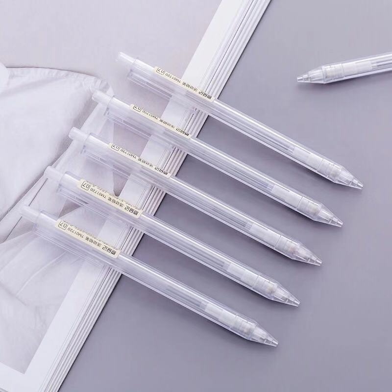 2019 Hot South Korean Style Transparent Plastic Mechanical Pencil, White Automatic Pencils