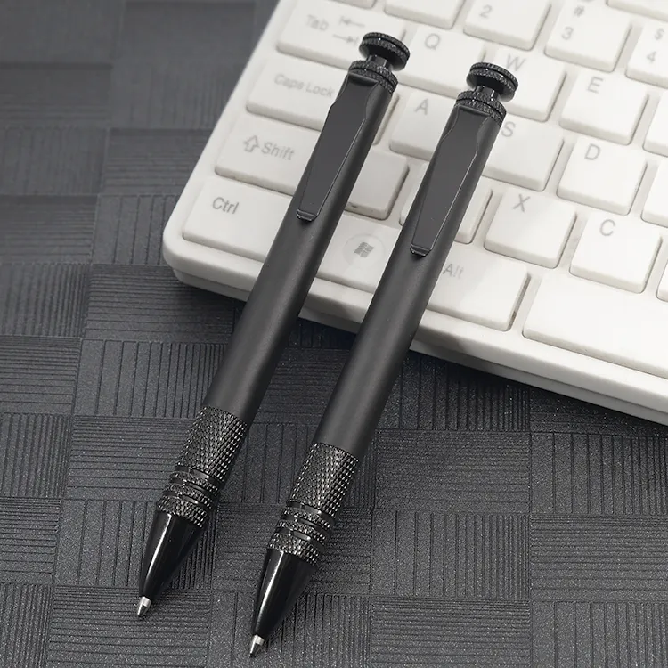 HAITU novelty and unique mechanical style business gift pen high-end metal ballpoint pen black matte barrel click pen